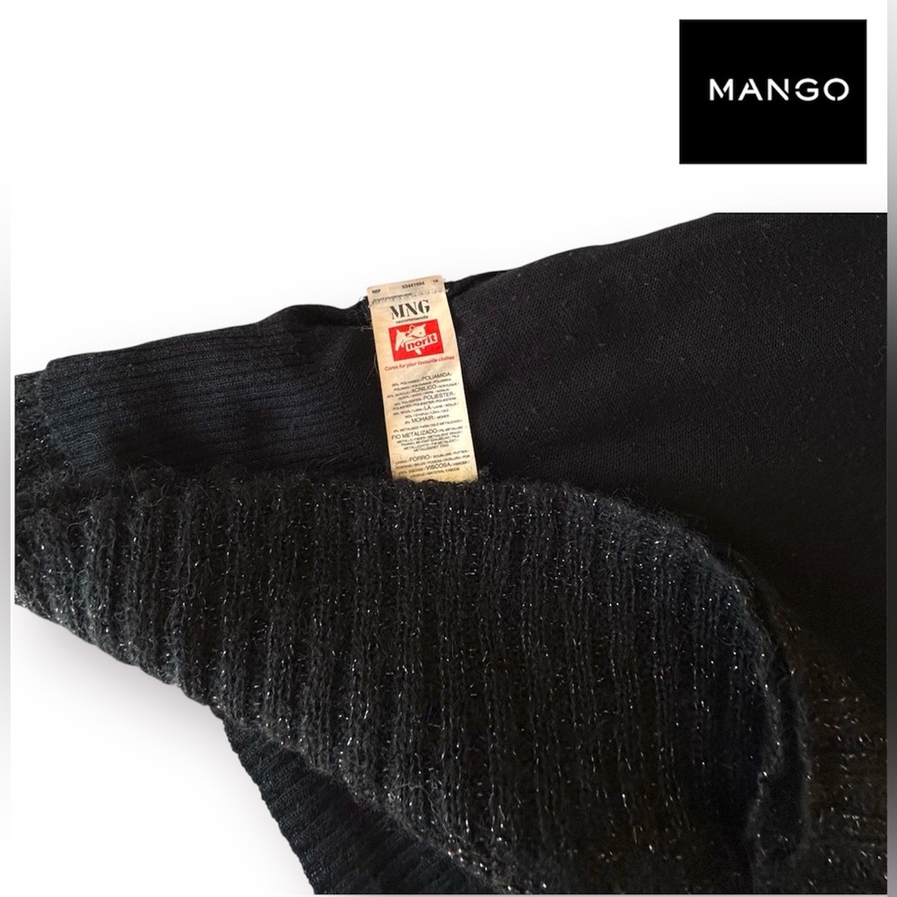 🛍️SALE🛍️ Mango Vintage Knitted Black&Copper Sparkle Dress w/Fringed Satin Scarf - Picture 12 of 15